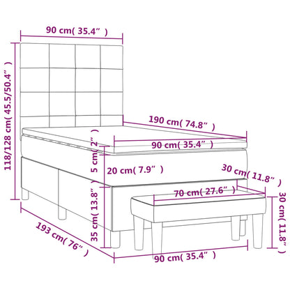 Boxspringbett mit Matratze Dunkelbraun 90x190 cm Stoff