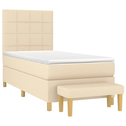 Boxspringbett mit Matratze Creme 90x190 cm Stoff