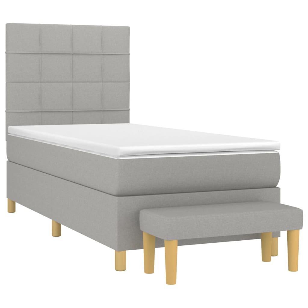 Boxspringbett mit Matratze Hellgrau 90x200 cm Stoff