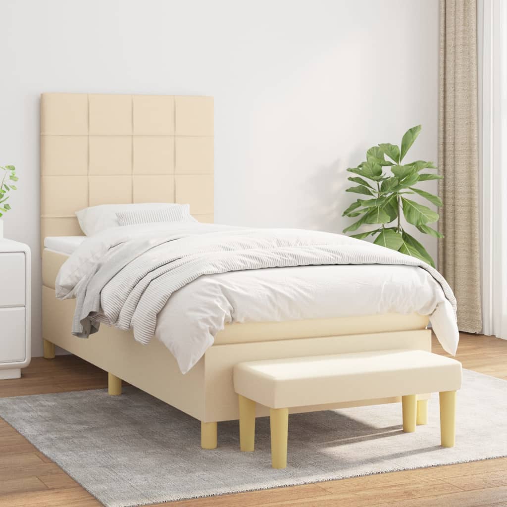 Boxspringbett mit Matratze Creme 90x200 cm Stoff