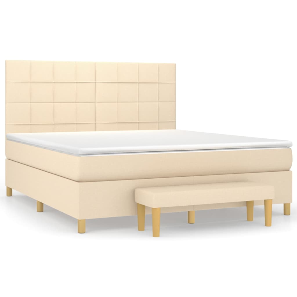 Boxspringbett mit Matratze Creme 160x200 cm Stoff