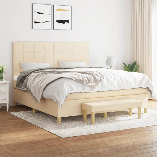 Boxspringbett mit Matratze Creme 160x200 cm Stoff