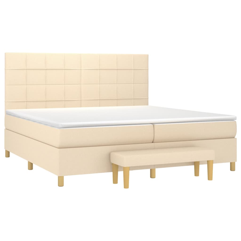 Boxspringbett mit Matratze Creme 200x200 cm Stoff