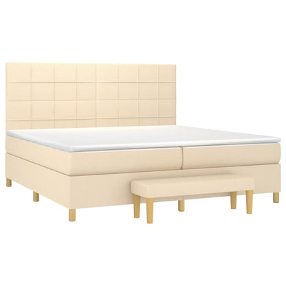 Boxspringbett mit Matratze Creme 200x200 cm Stoff