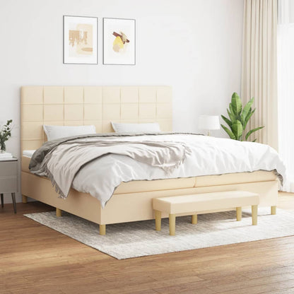 Boxspringbett mit Matratze Creme 200x200 cm Stoff