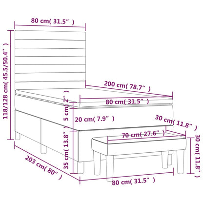 Boxspringbett mit Matratze Hellgrau 80x200 cm Stoff