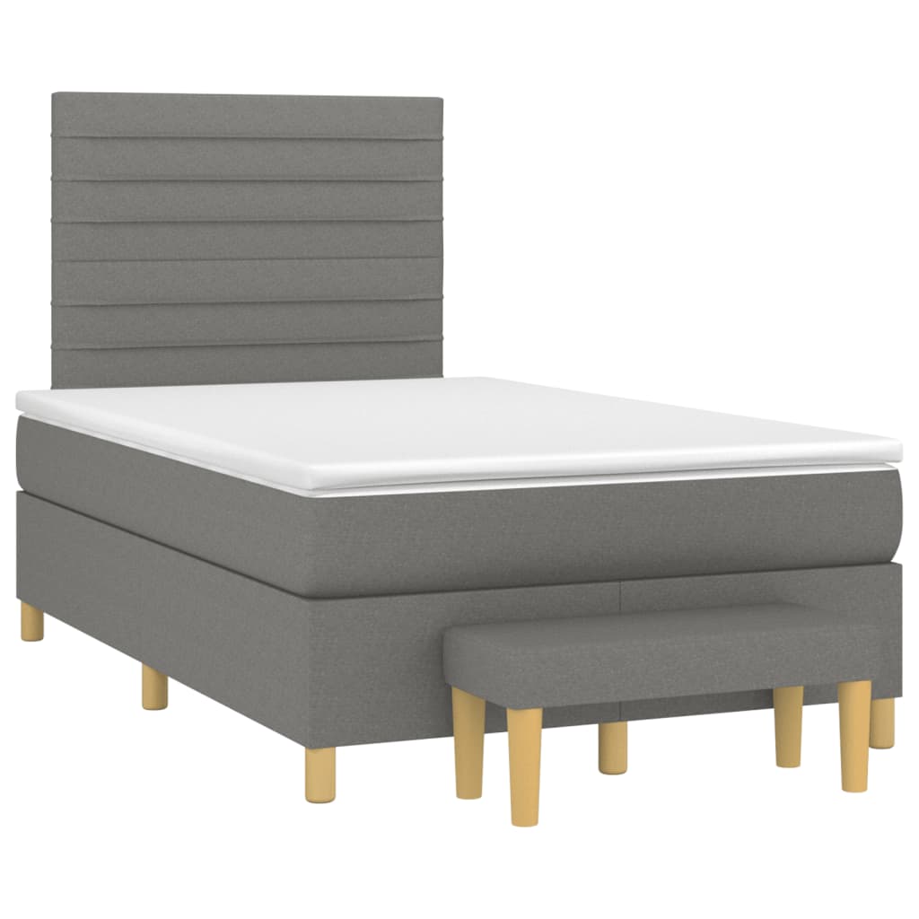 Boxspringbett mit Matratze Dunkelgrau 120x200 cm Stoff