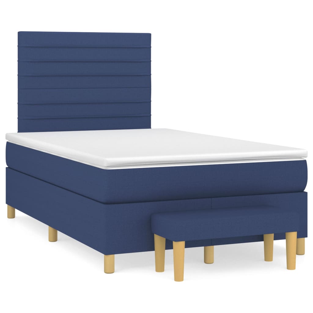 Boxspringbett mit Matratze Blau 120x200 cm Stoff