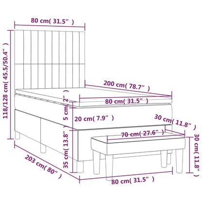 Boxspringbett mit Matratze Hellgrau 80x200 cm Stoff