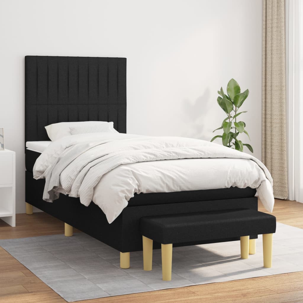 Boxspringbett mit Matratze Schwarz 90x190 cm Stoff