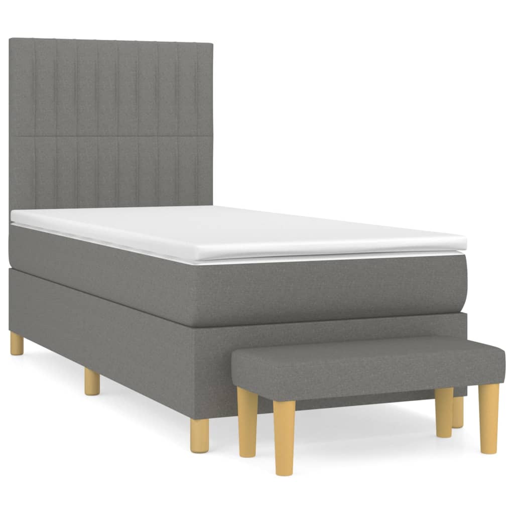 Boxspringbett mit Matratze Dunkelgrau 100x200 cm Stoff