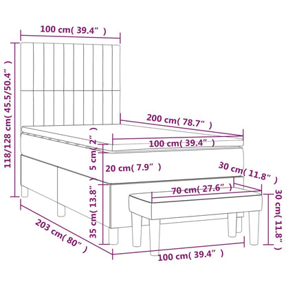 Boxspringbett mit Matratze Dunkelgrau 100x200 cm Stoff