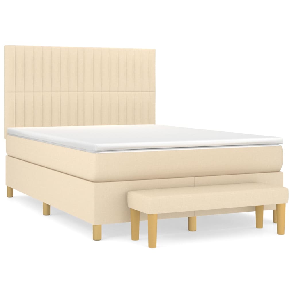 Boxspringbett mit Matratze Creme 140x200 cm Stoff