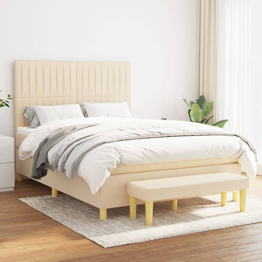 Boxspringbett mit Matratze Creme 140x200 cm Stoff