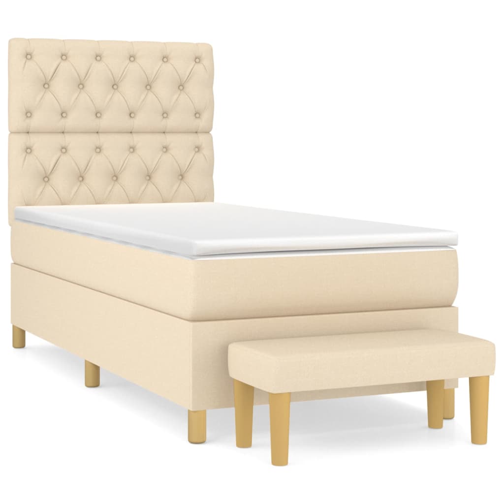 Boxspringbett mit Matratze Creme 80x200 cm Stoff