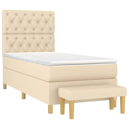 Boxspringbett mit Matratze Creme 80x200 cm Stoff