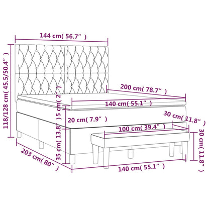 Boxspringbett mit Matratze Hellgrau 140x200 cm Stoff