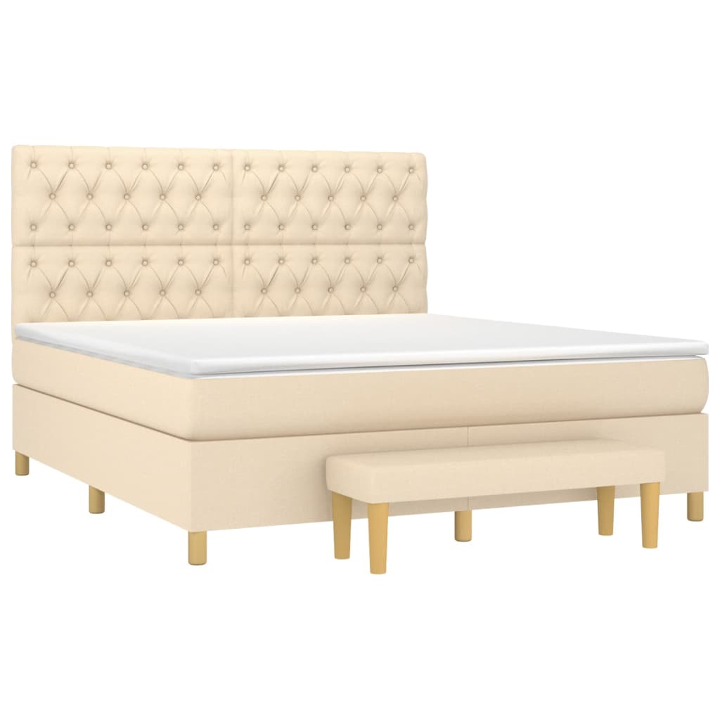 Boxspringbett mit Matratze Creme 160x200 cm Stoff