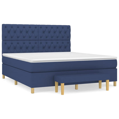 Boxspringbett mit Matratze Blau 160x200 cm Stoff