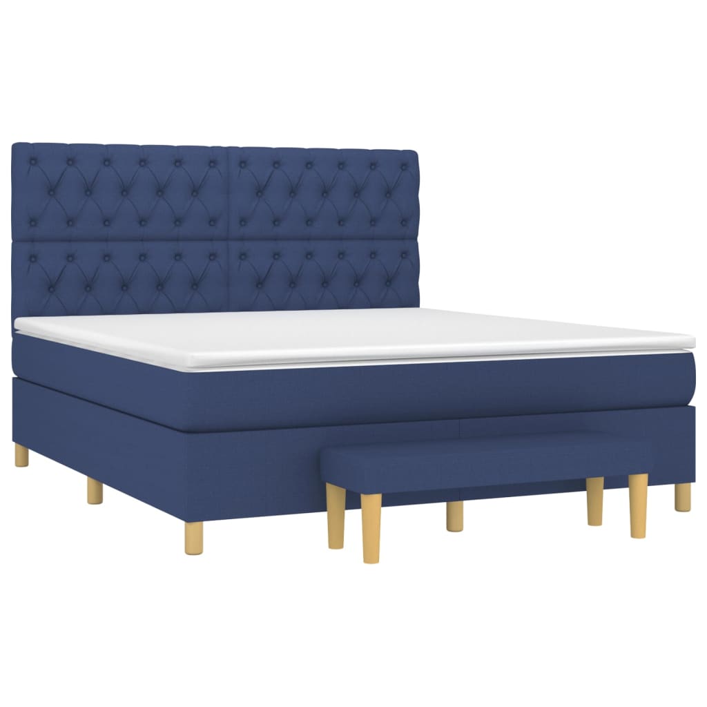 Boxspringbett mit Matratze Blau 160x200 cm Stoff