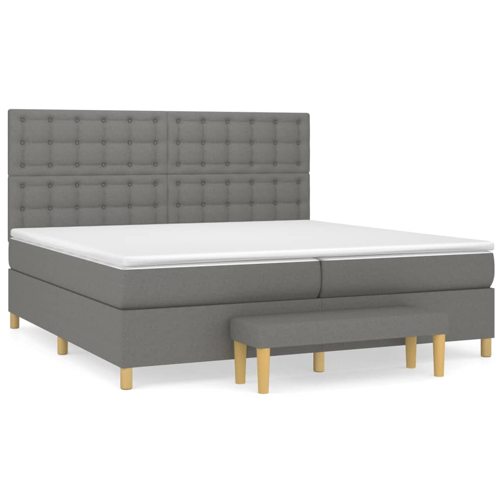 Boxspringbett mit Matratze Dunkelgrau 200x200 cm Stoff