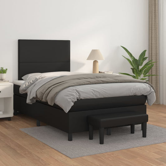 Boxspringbett mit Matratze Schwarz 120x200 cm Kunstleder