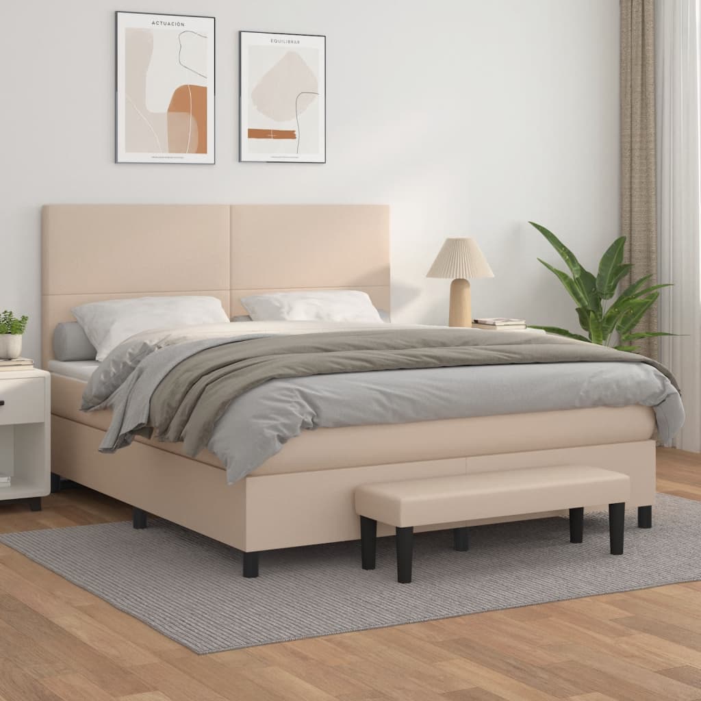 Boxspringbett Matratze Cappuccino-Braun 180x200 cm Kunstleder