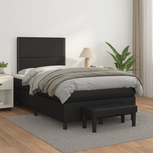 Boxspringbett mit Matratze Schwarz 120x200 cm Kunstleder