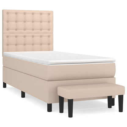 Boxspringbett mit Matratze Cappuccino-Braun 90x200cm Kunstleder