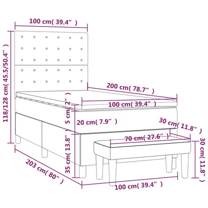 Boxspringbett Matratze Cappuccino-Braun 100x200cm Kunstleder