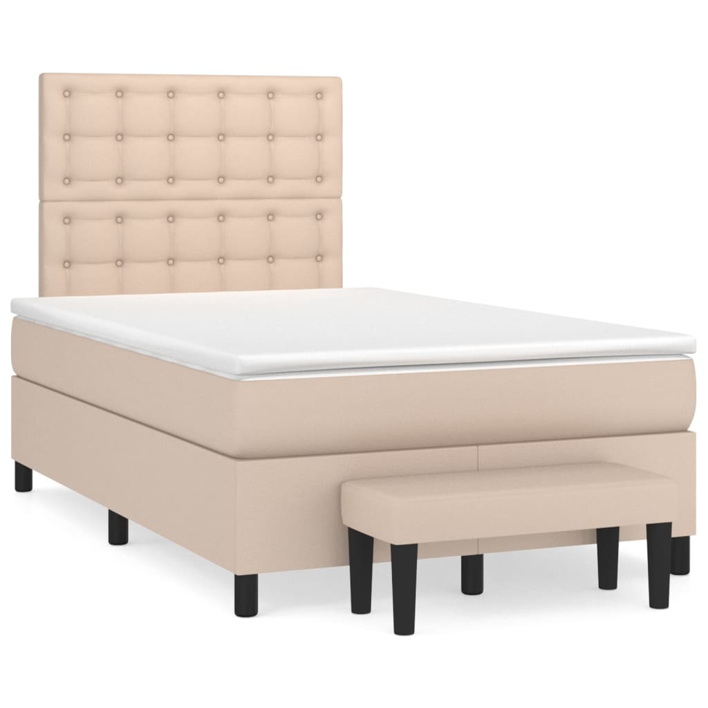 Boxspringbett Matratze Cappuccino-Braun 120x200cm Kunstleder