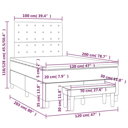 Boxspringbett Matratze Cappuccino-Braun 120x200cm Kunstleder