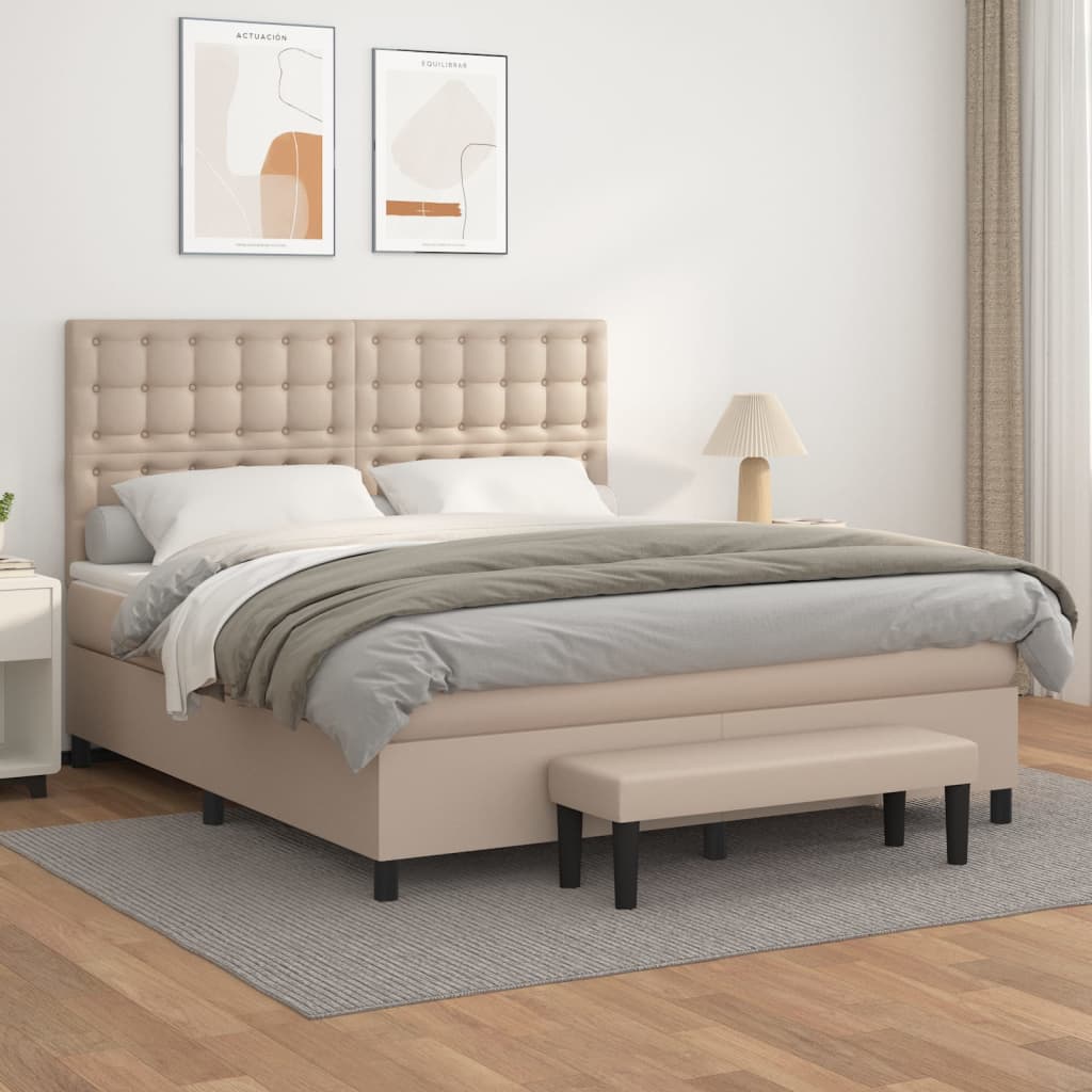 Boxspringbett Matratze Cappuccino-Braun 180x200 cm Kunstleder