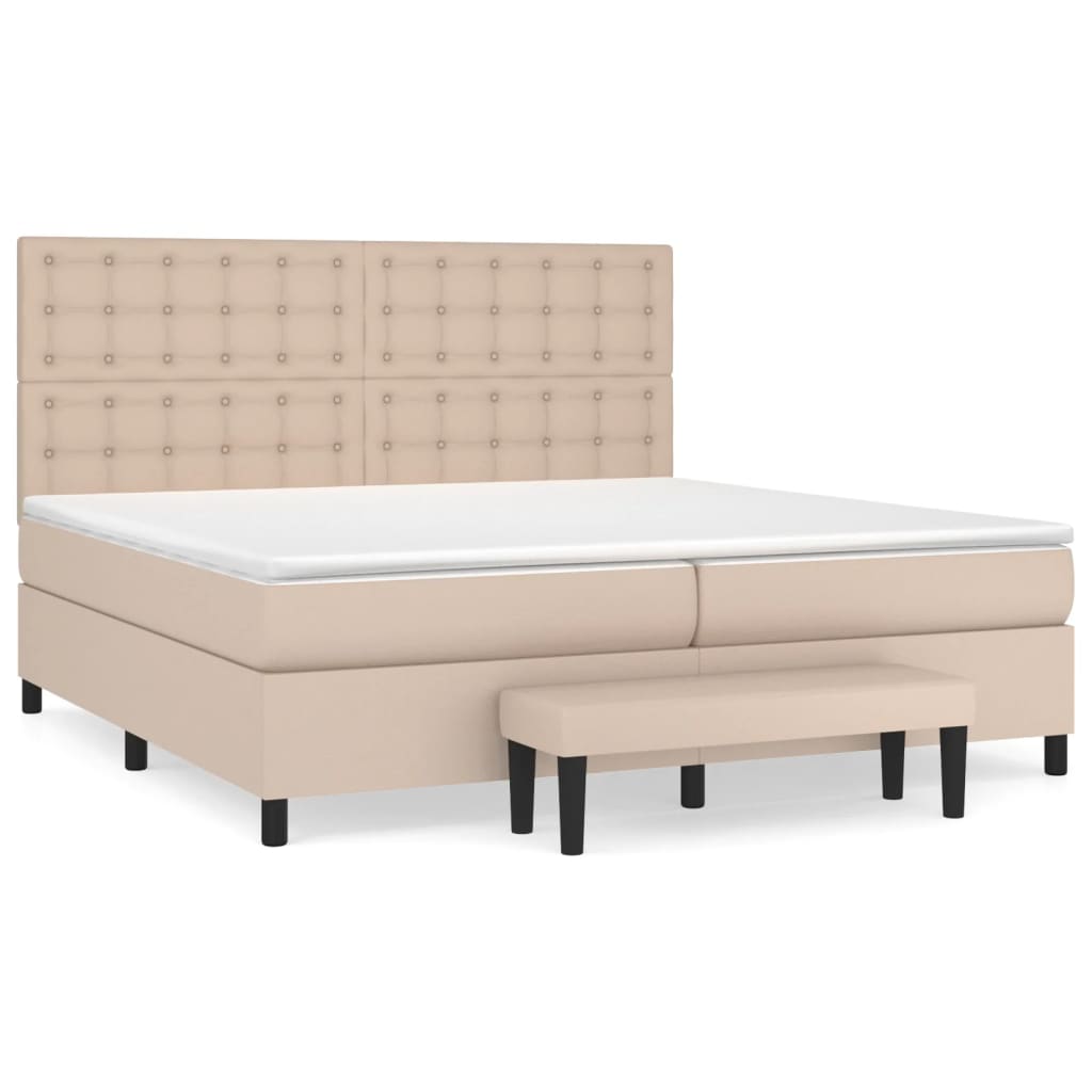 Boxspringbett Matratze Cappuccino-Braun 200x200cm Kunstleder