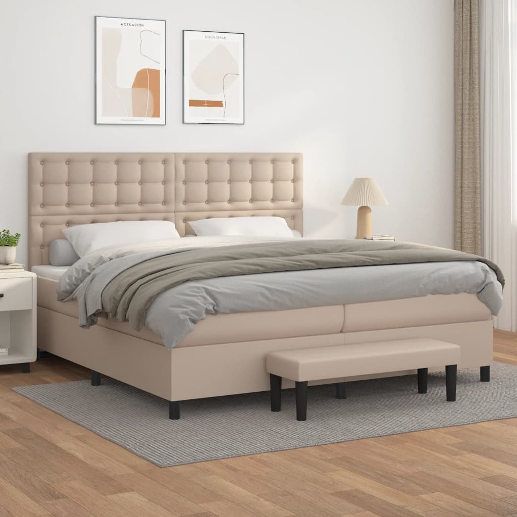 Boxspringbett Matratze Cappuccino-Braun 200x200cm Kunstleder