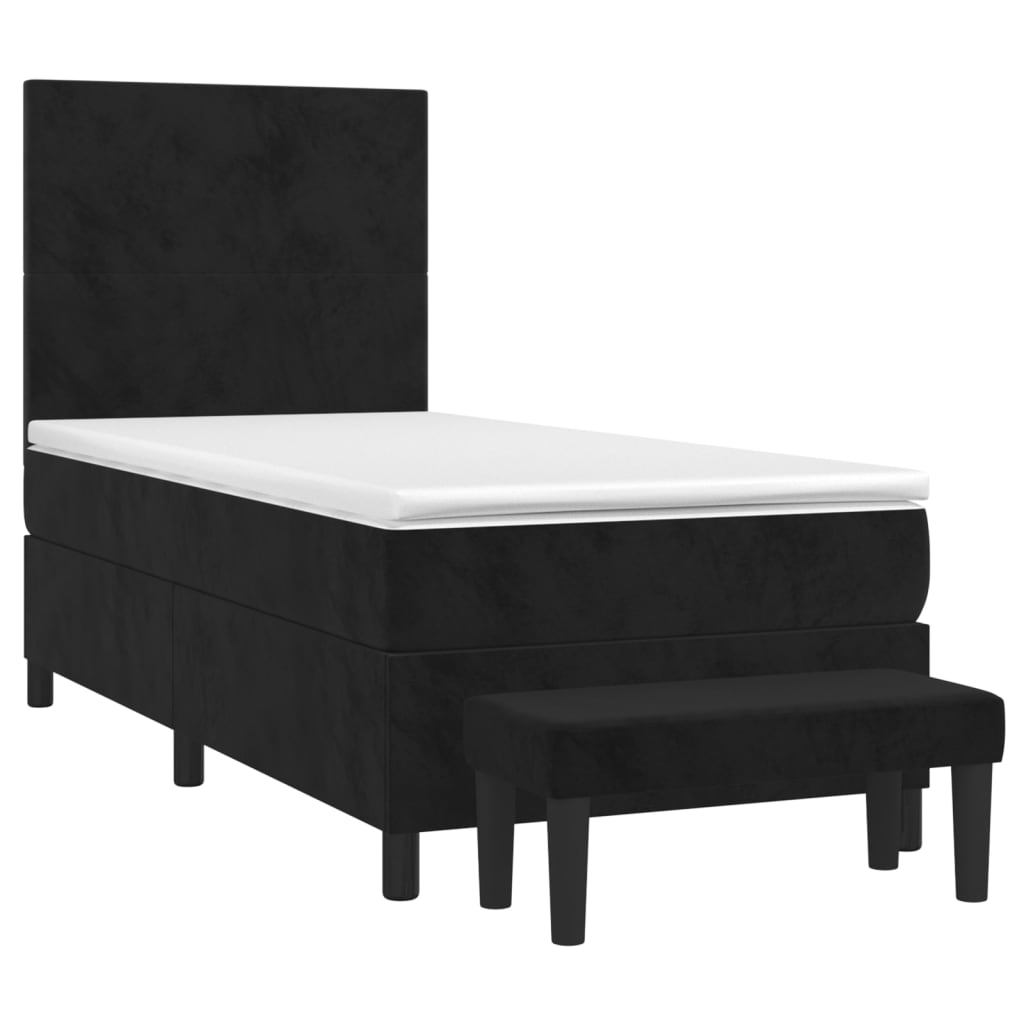 Boxspringbett mit Matratze Schwarz 100x200 cm Samt