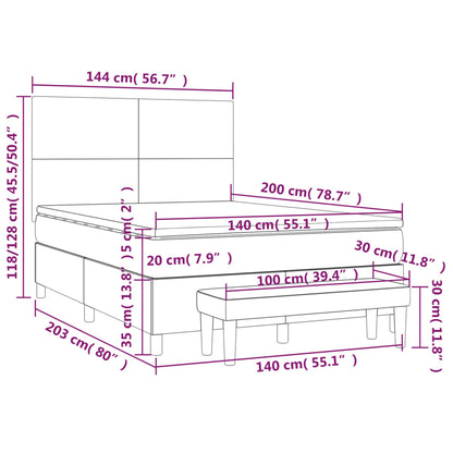 Boxspringbett mit Matratze Dunkelgrau 140x200 cm Samt