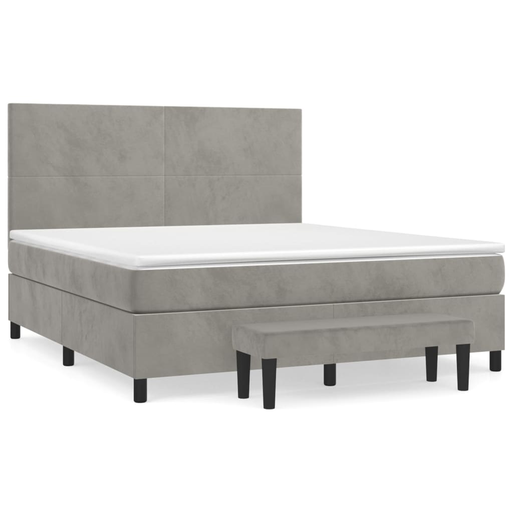 Boxspringbett mit Matratze Hellgrau 160x200 cm Samt