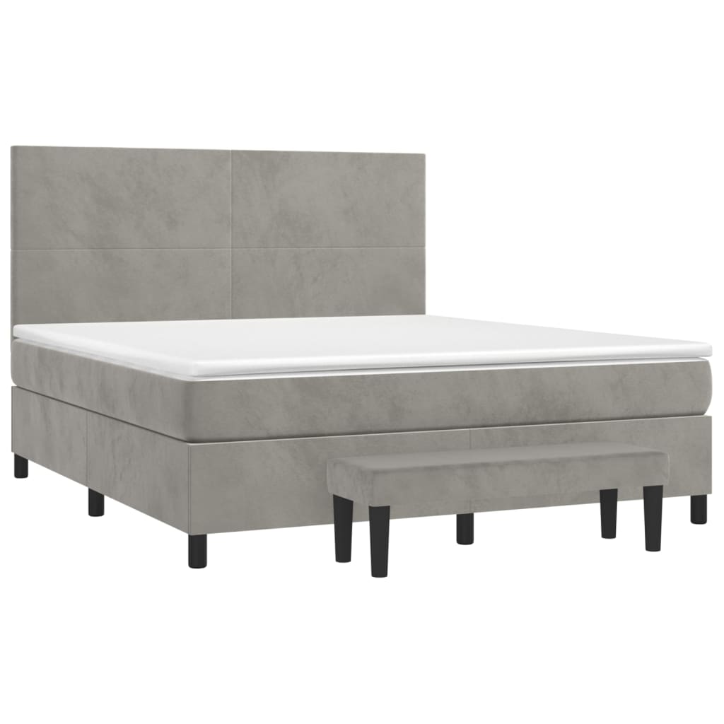 Boxspringbett mit Matratze Hellgrau 160x200 cm Samt