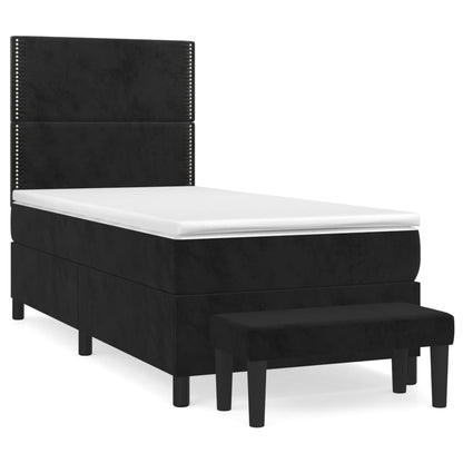 Boxspringbett mit Matratze Schwarz 90x190 cm Samt