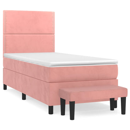 Boxspringbett mit Matratze Rosa 90x190 cm Samt