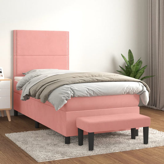 Boxspringbett mit Matratze Rosa 90x190 cm Samt