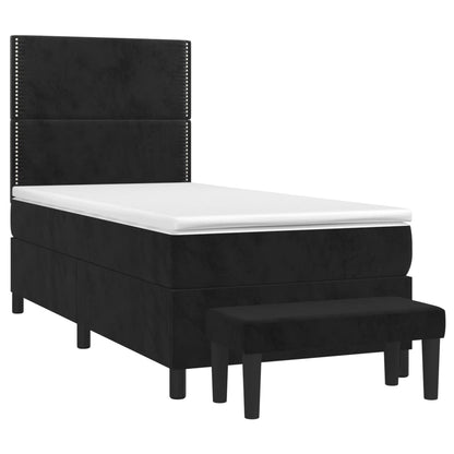 Boxspringbett mit Matratze Schwarz 100x200 cm Samt