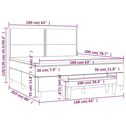 Boxspringbett mit Matratze Hellgrau 160x200 cm Samt