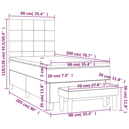 Boxspringbett mit Matratze Hellgrau 90x200 cm Samt