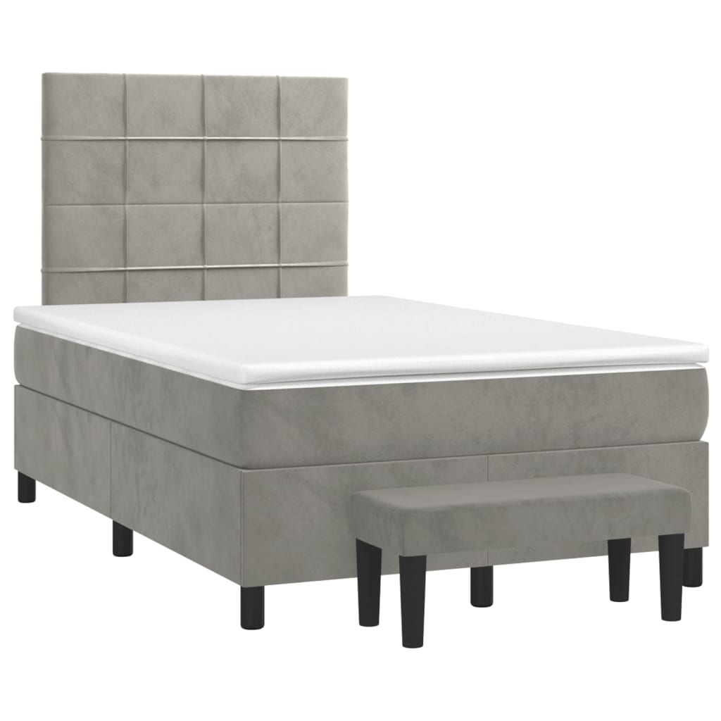 Boxspringbett mit Matratze Hellgrau 120x200 cm Samt