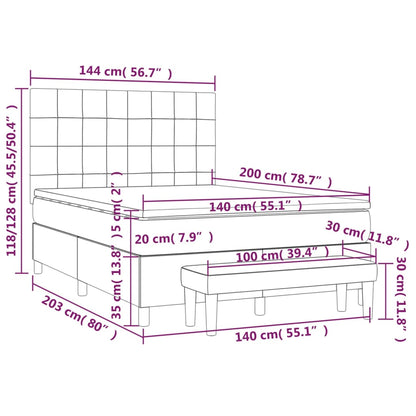 Boxspringbett mit Matratze Dunkelgrau 140x200 cm Samt