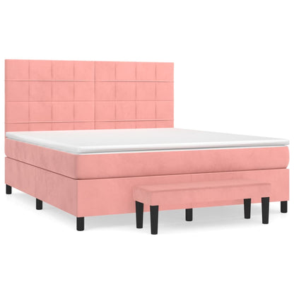 Boxspringbett mit Matratze Rosa 160x200 cm Samt