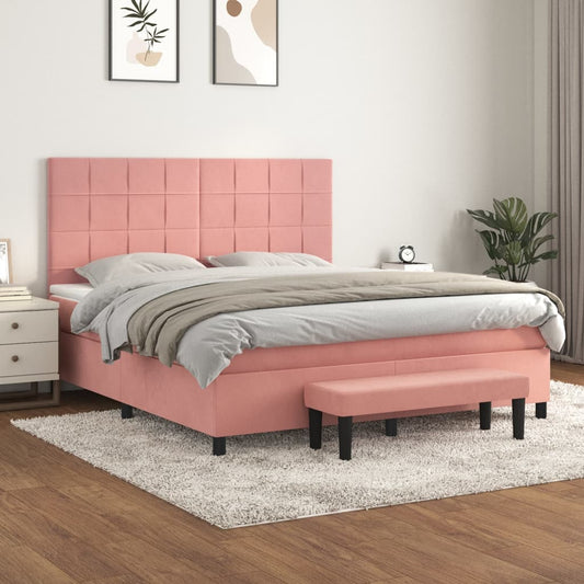 Boxspringbett mit Matratze Rosa 160x200 cm Samt