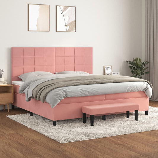 Boxspringbett mit Matratze Rosa 200x200 cm Samt